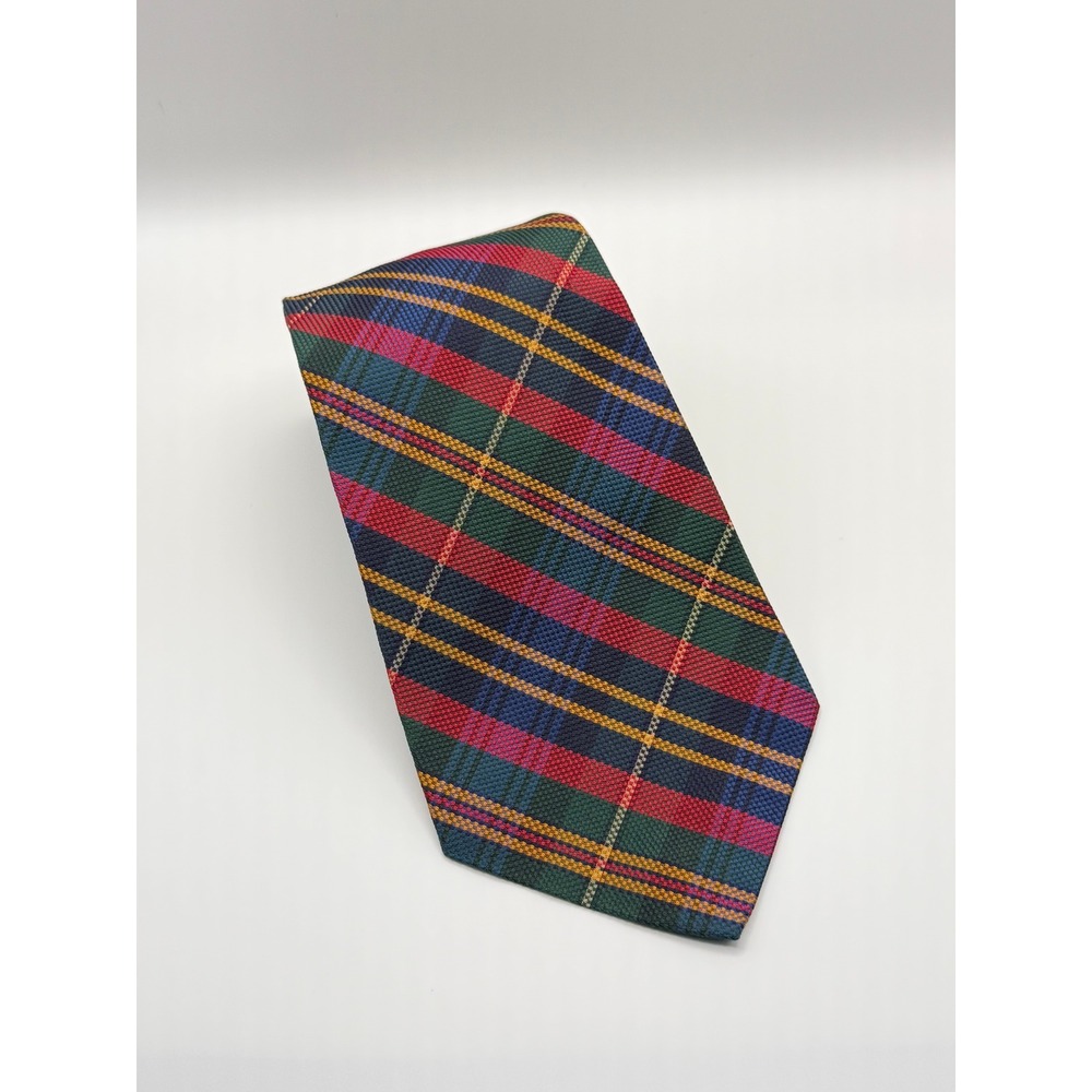 Polo Ralph Lauren Necktie 3.75" Plaid Silk Multi-Color Preppy Ivy League Classic